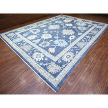 Load image into Gallery viewer, 12&#39;1&quot;x15&#39;7&quot; Everton Blue, Hand Knotted, Afghan Angora Oushak With All Over Motifs, Pure Wool, Oversized Oriental Rug FWR449994
