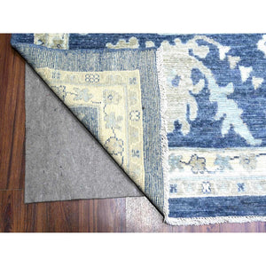 12'1"x15'7" Everton Blue, Hand Knotted, Afghan Angora Oushak With All Over Motifs, Pure Wool, Oversized Oriental Rug FWR449994