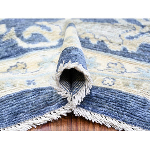 12'1"x15'7" Everton Blue, Hand Knotted, Afghan Angora Oushak With All Over Motifs, Pure Wool, Oversized Oriental Rug FWR449994
