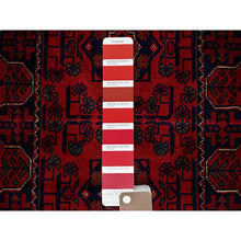 Load image into Gallery viewer, 1&#39;10&quot;x4&#39;10&quot; Crimson Red, Afghan Khamyab with Geometric Pattern, Hand Knotted, Soft and Velvety Wool, Vegetable Dyes, Short and Narrow Runner, Oriental Rug FWR4494
