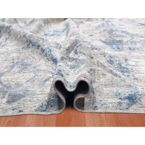 12'1"x15'2" Hand Knotted Ivory Large Elements With Pastels Modern Silk With Textured Wool Oversized Oriental Rug FWR450072