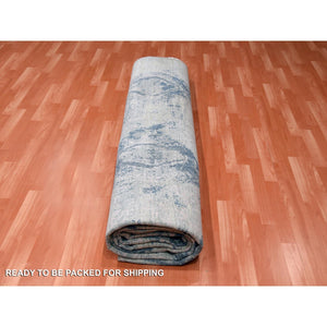 12'1"x15'2" Hand Knotted Ivory Large Elements With Pastels Modern Silk With Textured Wool Oversized Oriental Rug FWR450072