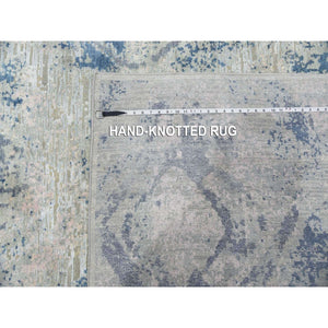 12'1"x15'2" Hand Knotted Ivory Large Elements With Pastels Modern Silk With Textured Wool Oversized Oriental Rug FWR450072