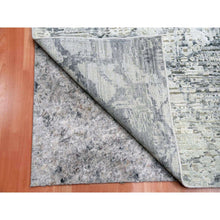 Load image into Gallery viewer, 11&#39;9&quot;x15&#39;3&quot; Oversized Pure Silk And Textured Wool Gray With Touches Of Beige Hand Knotted Modern Design Oriental Rug FWR450078