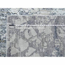 Load image into Gallery viewer, 11&#39;9&quot;x15&#39;3&quot; Oversized Pure Silk And Textured Wool Gray With Touches Of Beige Hand Knotted Modern Design Oriental Rug FWR450078