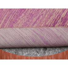 Load image into Gallery viewer, 10&#39;2&quot;x10&#39;2&quot; Hand Knotted Thick And Plush Horizontal Ombre Design Pink With Touches Of Ivory Pure Wool Only Oriental Round Rug FWR450084