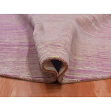 Load image into Gallery viewer, 10&#39;2&quot;x10&#39;2&quot; Hand Knotted Thick And Plush Horizontal Ombre Design Pink With Touches Of Ivory Pure Wool Only Oriental Round Rug FWR450084