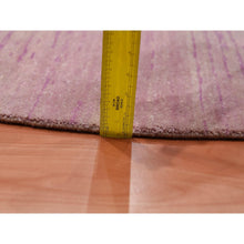 Load image into Gallery viewer, 10&#39;2&quot;x10&#39;2&quot; Hand Knotted Thick And Plush Horizontal Ombre Design Pink With Touches Of Ivory Pure Wool Only Oriental Round Rug FWR450084