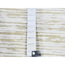 Load image into Gallery viewer, 11&#39;10&quot;x11&#39;10&quot; Hand Knotted Ivory Silk with Textured Wool Tone on Tone Striae Design Hi-Low Pile Oriental Square Rug FWR450096