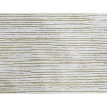 Load image into Gallery viewer, 11&#39;10&quot;x11&#39;10&quot; Hand Knotted Ivory Silk With Textured Wool Tone On Tone Striae Design Hi-low Pile Oriental Square Rug FWR450096