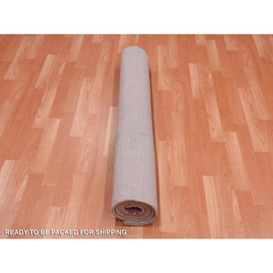 4'1"x6'2" Natural Wool Pink Vertical Ombre Design Hand Knotted Oriental Rug FWR450126
