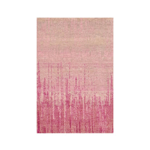 2'x3'2" Pink Vertical Ombre Design Natural Wool Hand Knotted Oriental Mat Rug FWR450138