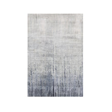 Load image into Gallery viewer, 4&#39;x6&#39; Hand Knotted Gray Vertical Ombre Design Pure Silk with Textured Wool Oriental Rug FWR450168
