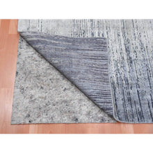 Load image into Gallery viewer, 4&#39;x6&#39; Hand Knotted Gray Vertical Ombre Design Pure Silk with Textured Wool Oriental Rug FWR450168