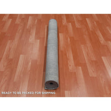 Load image into Gallery viewer, 4&#39;x6&#39; Hand Knotted Gray Vertical Ombre Design Pure Silk With Textured Wool Oriental Rug FWR450168