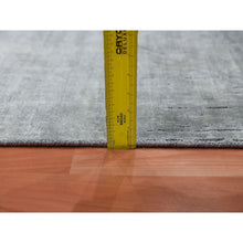 Load image into Gallery viewer, 4&#39;x6&#39; Hand Knotted Gray Vertical Ombre Design Pure Silk With Textured Wool Oriental Rug FWR450168