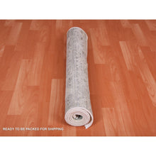 Load image into Gallery viewer, 3&#39;x5&#39;2&quot; Gray, Hand Knotted Oushak With Geometric Motif, Pure Silk And Textured Wool, Oriental Rug FWR450222