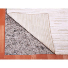 Load image into Gallery viewer, 9&#39;1&quot;x12&#39; Ivory, Striae Design Hi-low Pile, Tone On Tone Silk With Textured Wool Hand Knotted, Oriental Rug FWR450228