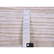 Load image into Gallery viewer, 9&#39;1&quot;x12&#39; Ivory, Striae Design Hi-low Pile, Tone On Tone Silk With Textured Wool Hand Knotted, Oriental Rug FWR450228