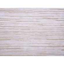 Load image into Gallery viewer, 9&#39;1&quot;x12&#39; Ivory, Striae Design Hi-low Pile, Tone On Tone Silk With Textured Wool Hand Knotted, Oriental Rug FWR450228
