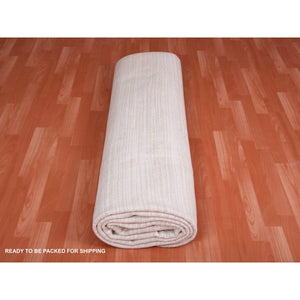 9'1"x12' Ivory, Striae Design Hi-low Pile, Tone On Tone Silk With Textured Wool Hand Knotted, Oriental Rug FWR450228