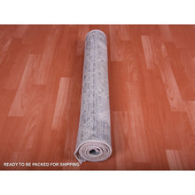 Load image into Gallery viewer, 3&#39;x5&#39;2&quot; Gray, Pure Silk And Textured Wool Hand Knotted, Oushak With Geometric Motif, Oriental Rug FWR450240