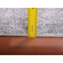 Load image into Gallery viewer, 3&#39;x5&#39;2&quot; Gray, Pure Silk And Textured Wool Hand Knotted, Oushak With Geometric Motif, Oriental Rug FWR450240