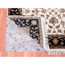 Load image into Gallery viewer, 4&#39;1&quot;x6&#39; Ivory, Hand Knotted, Rajasthan, With All Over Leaf Design, Thick And Plush, Wool And Silk, Oriental Rug FWR450276