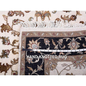 4'1"x6' Ivory, Vegetable Dyes Soft Wool, Hand Knotted Anatolian Village Inspired with Geometric Design, Oriental Rug FWR439602