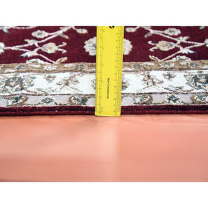3'x5' Burgundy Red, Thick And Plush, Wool And Silk, Hand Knotted, Rajasthan, All Over Leaf Design, Oriental Rug FWR450294
