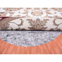 Load image into Gallery viewer, 6&#39;1&quot;x6&#39;1&quot; Ivory, Wool And Silk, Hand Knotted, Rajasthan, All Over Leaf Design, Thick And Plush, Oriental, Round Rug FWR450378