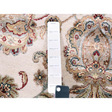 Load image into Gallery viewer, 6&#39;1&quot;x6&#39;1&quot; Ivory, Wool and Silk, Hand Knotted, Rajasthan, All Over Leaf Design, Thick and Plush, Oriental, Round Rug FWR450378