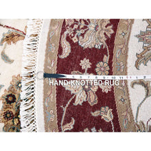 Load image into Gallery viewer, 6&#39;1&quot;x6&#39;1&quot; Ivory, Wool And Silk, Hand Knotted, Rajasthan, All Over Leaf Design, Thick And Plush, Oriental, Round Rug FWR450378