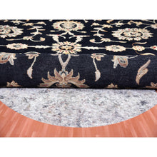 Load image into Gallery viewer, 10&#39;2&quot;x10&#39;2&quot; Black, Rajasthan, All Over Design, Thick And Plush, Wool And Silk, Hand Knotted, Round, Oriental Rug FWR450402