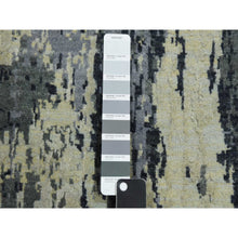 Load image into Gallery viewer, 2&#39;8&quot;x12&#39;2&quot; Charcoal Gray Modern Abstract Design, Wool And Silk Denser Weave, Persian Knot, Hand Knotted Runner Oriental Rug FWR450450