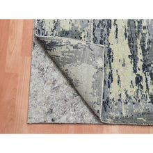 Load image into Gallery viewer, 2&#39;7&quot;x12&#39;2&quot; Charcoal Gray Abstract Design Wool And Silk Denser Weave Persian Knot Hand Knotted Oriental Runner Rug FWR450456