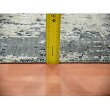 Load image into Gallery viewer, 2&#39;7&quot;x12&#39;2&quot; Charcoal Gray Abstract Design Wool And Silk Denser Weave Persian Knot Hand Knotted Oriental Runner Rug FWR450456