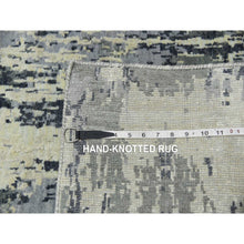 Load image into Gallery viewer, 2&#39;7&quot;x12&#39;2&quot; Charcoal Gray Abstract Design Wool And Silk Denser Weave Persian Knot Hand Knotted Oriental Runner Rug FWR450456