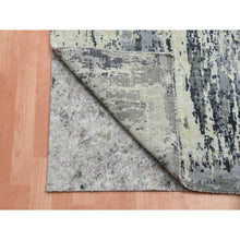 Load image into Gallery viewer, 2&#39;7&quot;x10&#39;3&quot; Charcoal Gray Abstract Design Wool And Silk Denser Weave Persian Knot Hand Knotted Oriental Rug FWR450462