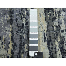 Load image into Gallery viewer, 2&#39;7&quot;x10&#39;3&quot; Charcoal Gray Abstract Design Wool And Silk Denser Weave Persian Knot Hand Knotted Oriental Rug FWR450462