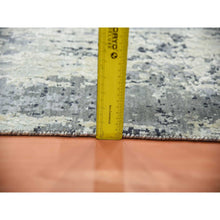 Load image into Gallery viewer, 2&#39;7&quot;x10&#39;3&quot; Charcoal Gray Abstract Design Wool And Silk Denser Weave Persian Knot Hand Knotted Oriental Rug FWR450462
