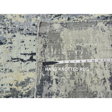 Load image into Gallery viewer, 2&#39;7&quot;x10&#39;3&quot; Charcoal Gray Abstract Design Wool And Silk Denser Weave Persian Knot Hand Knotted Oriental Rug FWR450462