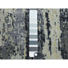 Load image into Gallery viewer, 2&#39;7&quot;x10&#39;2&quot; Charcoal Gray Abstract Design Wool And Silk Denser Weave Persian Knot Hand Knotted Oriental Runner Rug FWR450468