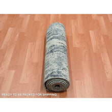 Load image into Gallery viewer, 2&#39;7&quot;x10&#39;2&quot; Charcoal Gray Abstract Design Wool And Silk Denser Weave Persian Knot Hand Knotted Oriental Runner Rug FWR450468