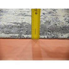 Load image into Gallery viewer, 2&#39;7&quot;x10&#39;2&quot; Charcoal Gray Abstract Design Wool And Silk Denser Weave Persian Knot Hand Knotted Oriental Runner Rug FWR450468
