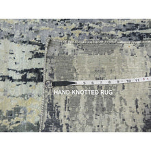 Load image into Gallery viewer, 2&#39;7&quot;x10&#39;2&quot; Charcoal Gray Abstract Design Wool And Silk Denser Weave Persian Knot Hand Knotted Oriental Runner Rug FWR450468