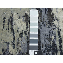 Load image into Gallery viewer, 2&#39;6&quot;x8&#39;3&quot; Charcoal Gray Persian Knot, Modern Abstract Design, Wool And Silk, Denser Weave, Hand Knotted Runner Oriental Rug FWR450480
