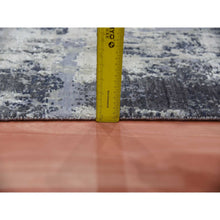 Load image into Gallery viewer, 2&#39;6&quot;x8&#39;3&quot; Charcoal Gray Persian Knot, Modern Abstract Design, Wool And Silk, Denser Weave, Hand Knotted Runner Oriental Rug FWR450480