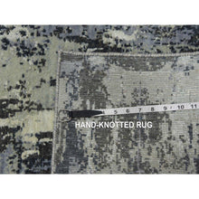 Load image into Gallery viewer, 2&#39;6&quot;x8&#39;3&quot; Charcoal Gray Persian Knot, Modern Abstract Design, Wool And Silk, Denser Weave, Hand Knotted Runner Oriental Rug FWR450480