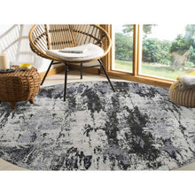 Load image into Gallery viewer, 8&#39;2&quot;x8&#39;2&quot; Charcoal Gray Wool And Silk Abstract Design  Denser Weave Persian Knot Hand Knotted Round Oriental Rug FWR450522